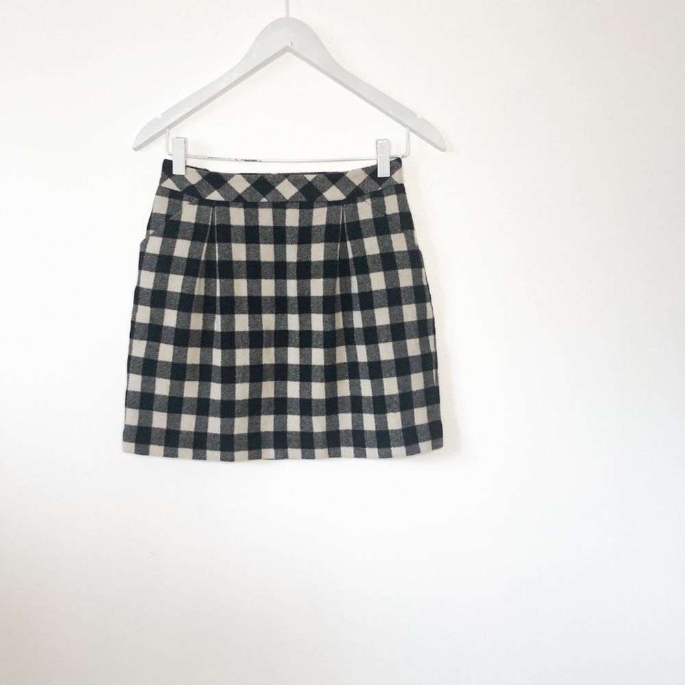 CLUB MONACO WOOL PLAID MINI SKIRT